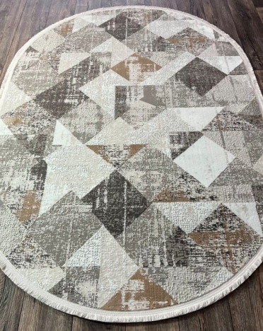 Турецкий ковер овальный Atlantik Hali Deco 10128A (Полиэстер, бежевый, серый)